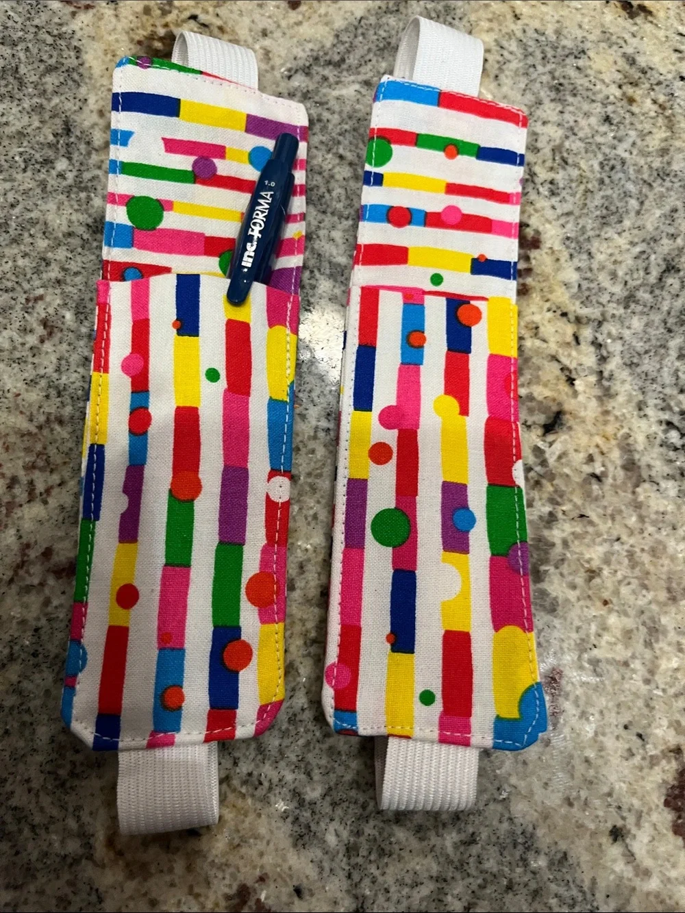 Colorful Striped Dot Pencil Sleeve - White Multicolor